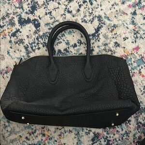 Chic Black Textured Satchel